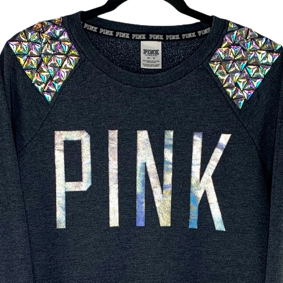 PINK Victoria's Secret Tops - PINK Victoria’s Secret Holographic Sweatshirt XS